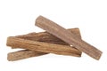 ÃÂ¡lose up of sandalwood isolated on white background. Chandan. Sandalwood sticks Royalty Free Stock Photo